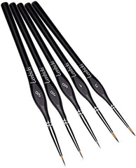 Detail Paint Brush Set 5pcs Miniature Brushes for Fine Detailing & Art Painting - Acrylic, Watercolor, Oil - Miniatures Models, Airplane Kits, Nail.(golden maple series）