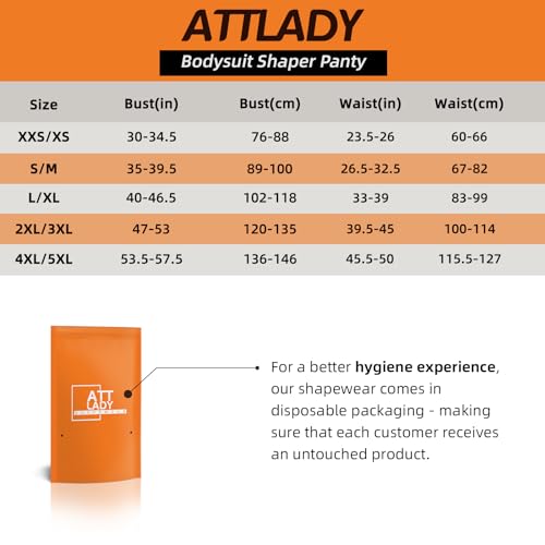 ATTLADY Bodysuit for Women Shapewear Slimming Shaping Tummy Control Body Shaper