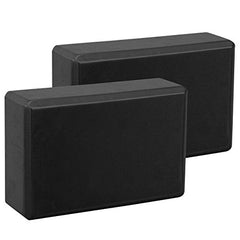 EXERZ Yoga Blocks 2pcs Gym Bricks High Density EVA Foam -Comfortable Fitness Yoga Bricks, Anti-Slip, Lightweight and Travel Friendly Pilates Practice (Black)