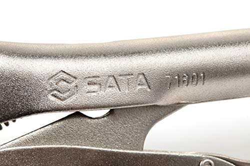 SATA ST71601SC 11-Inch C-Clamp Locking Pliers with Regular Tips, Nickel-Plated Steel Body and Narrow Profile to Fit into Confined Areas