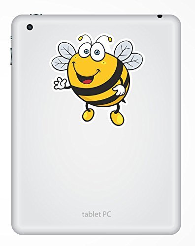 2 x 10cm/100mm Happy Bee Vinyl Sticker Decal Laptop Travel Luggage Car iPad Sign Fun #5346