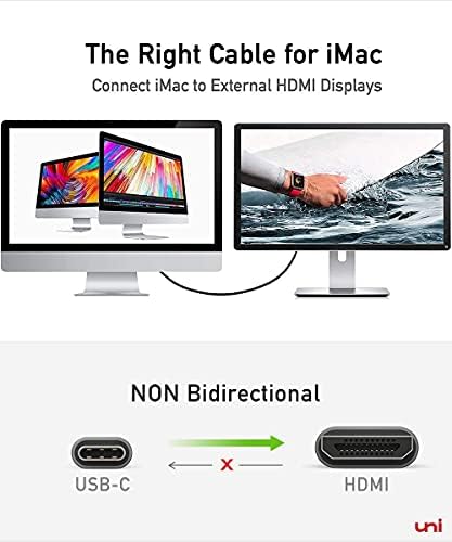 uni USB C to HDMI Cable for Home Office (4K@60Hz), USB Type C to HDMI Cable, Thunderbolt 4/3 Compatible with MacBook Pro, iPhone 15 Series, iPad Pro, MacBook Air, Surface Book 2 and More - 6ft/1.8m