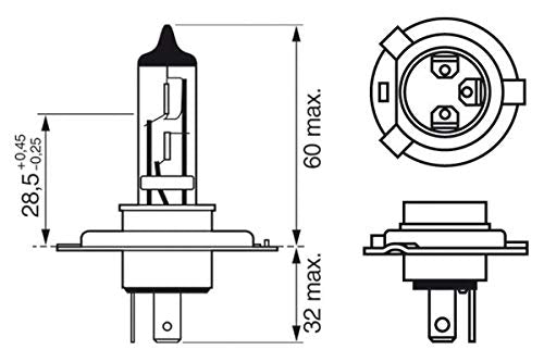 Bosch H4 (472) Plus 120 Gigalight Headlight Bulbs - 12 V 60/55 W P43t - 2 Bulbs