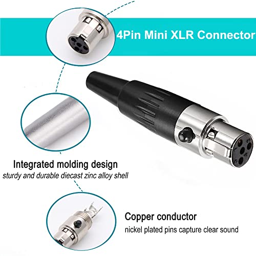 XMSJSIY 4Pin Mini XLR Connector TA4F Adapter Female Plug Mic Microphone Audio Connector,Mini XLR Cable Ends Replacement F-Plug Audio Socket-4PCS