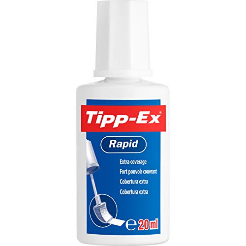 Tipp-Ex Rapid, Correction Fluid Bottle, High Quality Correction Fluid, Excellent Coverage, 20ml, Pack of 3, white