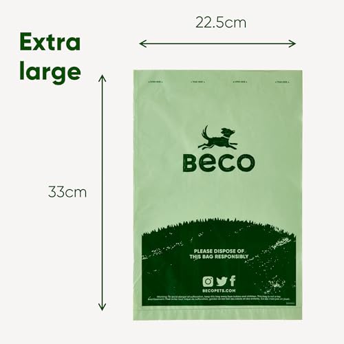 Beco Strong & Large Poop Bags - 60 Bags (4 Rolls of 15) - Unscented - Dispenser Compatible Dog Poo Bags