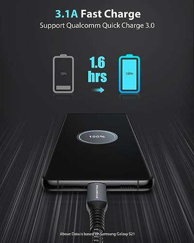 Maxonar USB C Cable Short 20cm/0.2M [10Gbps Data] USB3.2 Gen2 Type C Android Auto Cable QC3.0 3.1A USB A to C Fast Charger for Samsung Note20 Galaxy S23/S22/S21/S20 Z Flip 5 Pixel 8 Pro OnePlus 11