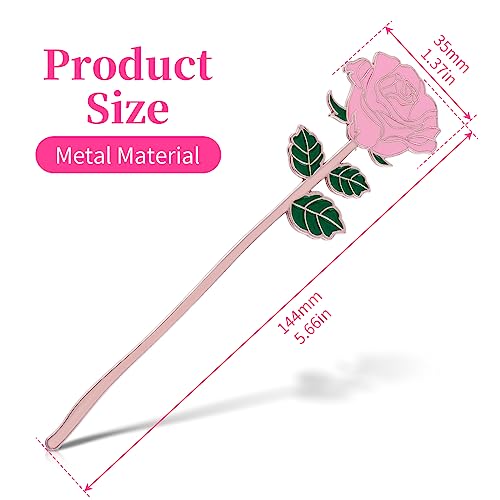 Bewudy Pink Rose Bookmark Gift, Metal Book Page Holder for Reading Lovers, Teacher Appreciation Gifts Valentine Mother's Day Christmas Birthday Gift for Women Book Lovers (Pink Rose)