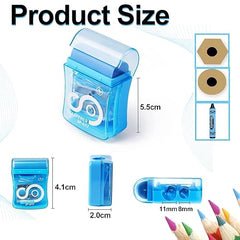 4Pcs Manual Pencil Sharpener, Double-Hole Pencil Sharpener with Container Manual Compact Portable Pencil Sharpenerfor Kids Adults Students School Class Home Office(Yellow,Pink,Green,Blue)