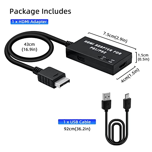 Mcbazel PS1/PS2 To HDMI Adapter,Multifunctional HDTV HDMI Cable Adapter for PS1/PS2