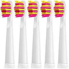 Electric Toothbrush Heads 5pc Compatible for Fairywill Fairywell Fairy Will D7/D8/FW507/FW508/FW551/917/959/2011/Seago E9 SG-507 SG-958/Dnsly/Sboly/OKMIMO Soft Replacements Head (5 Pink Heads)