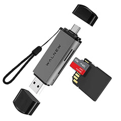 SD Card Reader, WALNEW USB 3.0 and USB-C to SD/Micro-SD TF Memory Card Adapter for Mac,MacBook,Computer/PC,Laptop,iPad 10,iPhone 15 Pro/Max,Samsung Galaxy Android Phone,Support UHS-I SDHC/SDXC/MicroSD