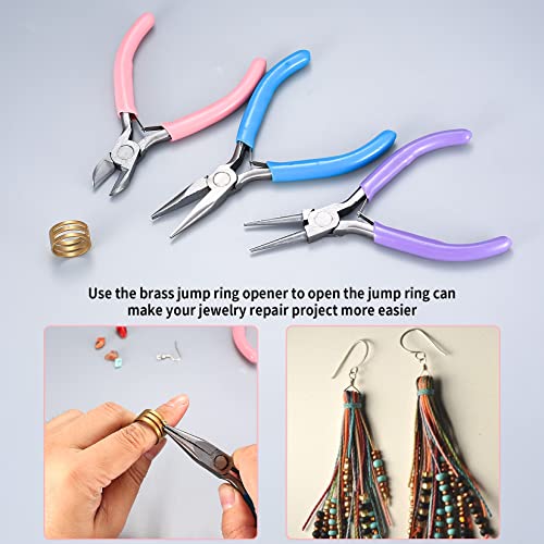 3 Pcs Jewellery Making Pliers, Pliers for Jewellery Making, Jewelry Making Pliers Tools with Needle Nose Pliers/Chain Nose Pliers/Wire Cutter Pliers for Jewellery Beading Repair Making