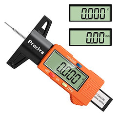 Tyre Tread Depth Gauge, Preciva 0-25.4mm/Inch Digital Tyre Tread Depth Checker, Tire Tread Depth Gauge UK, Tyre Depth Measuring Tool with Large LCD Screen for Cars, Trucks, Motos, Orange