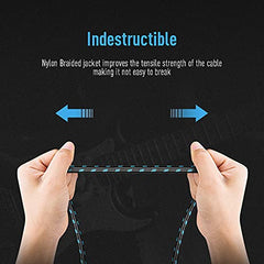 SONICAKE Braided Guitar Cable 3m/10ft Guitar Instrument Cable 6.35mm 1/4 inches Right Angle to Straight Black Blue