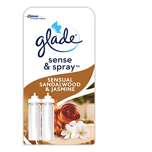 Glade Sense & Spray Air Freshener Refill, Motion Activated Automatic Room Spray and Odour Eliminator for Home, Sandalwood & Jasmine, Duo Pack (2 x 18ml)