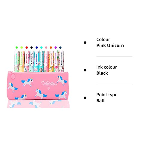 TOYESS Unicorn Pencil Case with 10 Colours Gel Pen Gift for Children Girls Age 3 4 5 6 7 8 9 10 Years Cute Flamingo Gel Pen Set for Girls Birthday Gift Pink