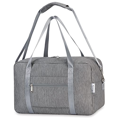 for Ryanair Airlines Cabin Bag 40X20X25 Underseat Foldable Travel Duffel Bag Holdall Tote Overnight Carry on Luggage for Women and Men 20L (Grey)