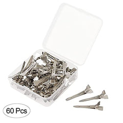 Beayuer 60 Pieces Duck Bill Hair Clips, 1.75 Inch Rustproof Metal Alligator Curl Clips with Holes for Hair Styling, Hair Coloring, Thick Hair Sectioning, Salon, Bows DIY, Silver (60Pcs, 1.75in Silver)