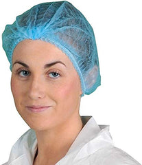 100x Omnitex Premium Blue Mob Caps - Non Woven Hygiene Hair Nets Covers, Disposable Clip Caps with Double Elastic (1x Pack of 100)