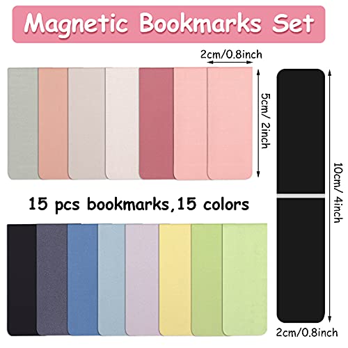 Bookmark,15 pcs Magnetic Bookmark,Pure Color Magnetic Page Markers for Students,Teachers,Office Worker and Reading Lovers