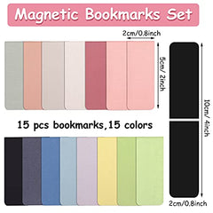 Bookmark,15 pcs Magnetic Bookmark,Pure Color Magnetic Page Markers for Students,Teachers,Office Worker and Reading Lovers