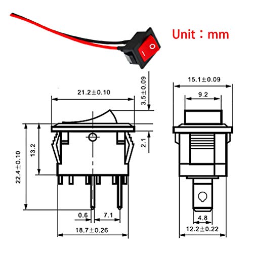 RUNCCI-YUN 20Pcs Mini Rocker Switch, Rocker switch 2 pin, 6A / 250V 10A / 125V ON/Off Mini Boot Wired Toggle Switch for Car, Boat, Home Appliances