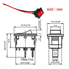 RUNCCI-YUN 20Pcs Mini Rocker Switch, Rocker switch 2 pin, 6A / 250V 10A / 125V ON/Off Mini Boot Wired Toggle Switch for Car, Boat, Home Appliances