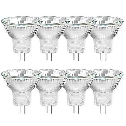 8 Pack MR11 GU4 10W 12V Halogen Reflector Bulb, Warm White 2800K, Dimmable Halogen Spotlight, 150LM, GU4 Bi-Pin Base, 30°Beam Angle, 35mm*35mm, for Hallway, Ceiling Spotlight