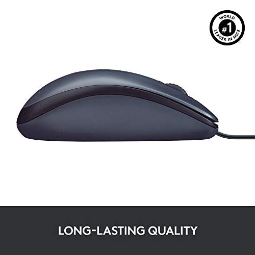 Logitech B100 Wired USB Mouse, 3-Buttons, Optical Tracking, Ambidextrous PC / Mac / Laptop - Black