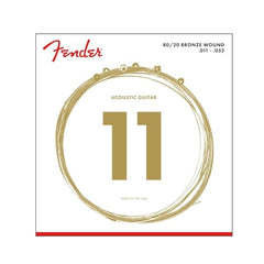 Fender 80/20 Bronze Acoustic Strings, Ball End, 70CL .011-.052 Gauges, (6)