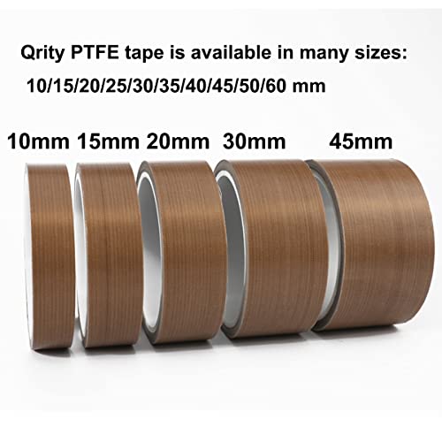 Qrity 2 PCS High Temp Tape 20mm x 10m, PTFE Tape, Teflon Tape, High Temperature Adhesive Tape, Thickness 0.18 mm, for Vacuum Sealer Machine, Hand or Impulse Sealer, Heat Resistant Up to 300℃