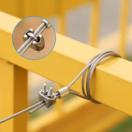 JIZZU 12Pcs M3 Cable Clamps Heavy Duty, 304 Stainless Steel U Bolts Wire Rope Clamps, Support a Load of 300 Tons, Metal Cable Crips for Garden Fences Cable Rope