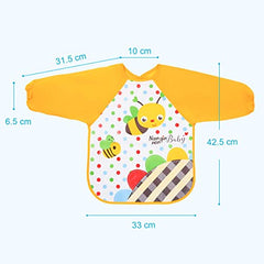 Vicloon Bibs with Sleeves, 4 Pcs EVA Unisex Feeding Baby Bibs Waterproof Long Sleeve Bib Apron Lovely Cute Cartoon Bibs for Infant Toddler 6 Months to 3 Years Old