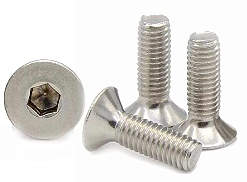 M6 (6mm x 25mm Inc Head) Hex Socket Countersunk Machine Screws - A2 Grade Stainless Steel (Pack of 20)