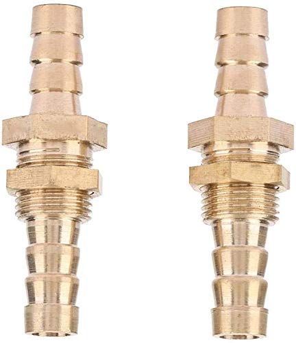 2 Pcs Hose Barb Brass Bulkhead Pipe Fitting Coupler Connector Adapter for Pipe Connection(8mm)