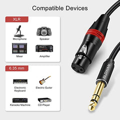 SLDXIAN XLR Female to 1/4 Inch (6.35mm) TRS Cable, Quarter Inch Jack Balanced to XLR Microphone Cable for Guitar, Mixer, Speaker, Playing Live (1Meter, Female)