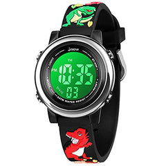 Bigmeda Kids Digital Watch, 3D Cartoon Sports Watch for 3-10 Year Boys Girls, Time Date Display, 7 Color Backlight, Stopwatch, Alarm Functions Kids Waterproof Wrist Watch (Dinosaur)