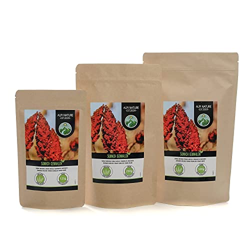 Sumac powder (125g, 4.4oz), Turkish sumach ground, vinegar tree spice 100% natural, gently dried and ground, without additives