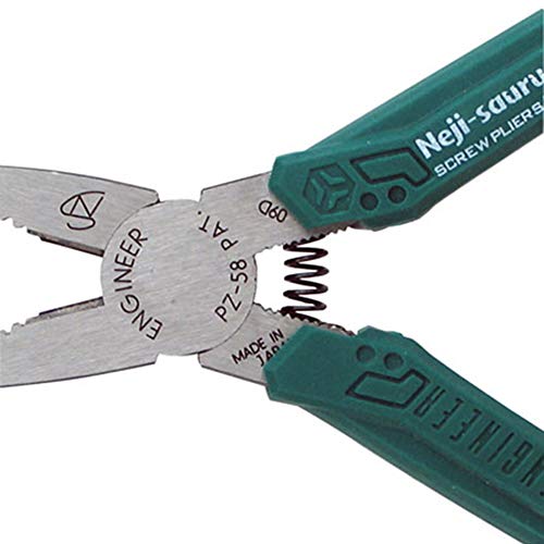 ENGINEER screw removal / extractor gripping pliers (combi style) , with unique non-slip jaws for quickly extracting damaged / stuck screws. pz-58 GT neji-saurus (green grips)