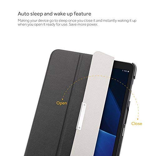 EasyAcc Case for Samsung Galaxy Tab A6 10.1 2016, Ultra Thin Case with Stand Function and Auto Sleep/Wake Up Function Slim Leather Case Perfect for Galaxy Tab A 10.1 Inch T580/ T585, Black