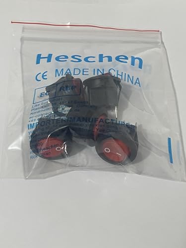 Heschen Red Round Rocker Switch Round ON-OFF SPST 3 Terminals 10A 250VAC UL VDE 5Pack