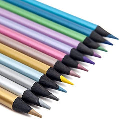 Madeki 12 Metallic Colouring Pencils, Colouring Pencils for Adults,Assorted Colors Wooden Pencil Set for Kids Artists Beginner,Sketching/Adult Colouring Books.