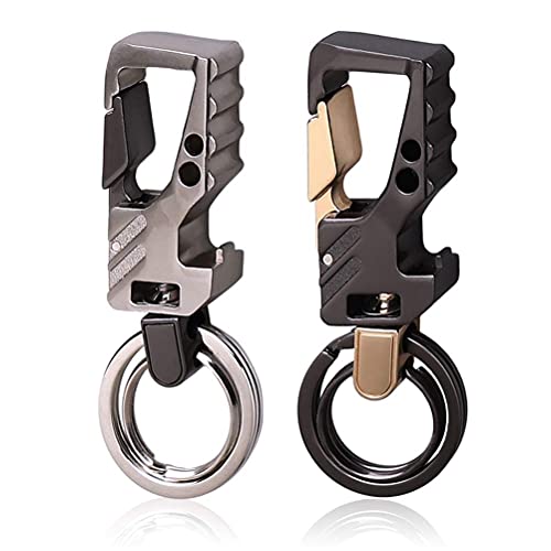 nuosen 2 Pcs Keychain, Car Key Chain Metal Keyring Bottle Opener Keychain for Men