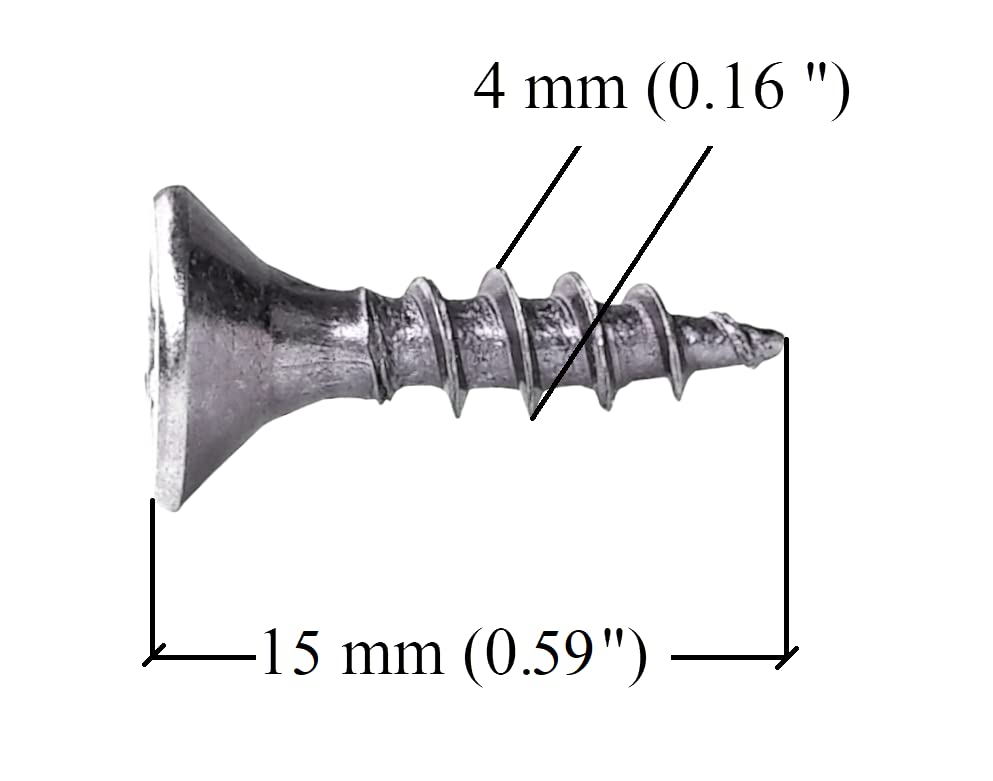 M4 Wood Screws Zinc Plated Long 0.5 inch (0.16 inches x 0.59 inches) 4.0 x 15mm Box of 100pcs