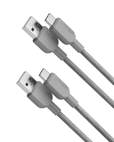 Anker USB-A to USB-C Cable (3 ft, Braided) Silver 2Pack