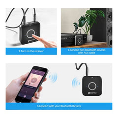 SONRU Bluetooth 5.0 Adapter Hi-Fi Equipment for Car Wireless Audio Receiver with 3.5mm AUX RCA Cable, Noise Cancellation, Dual AUX Outputs for Home Speakers Wired Headphones