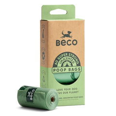 Beco Strong & Large Poop Bags - 60 Bags (4 Rolls of 15) - Unscented - Dispenser Compatible Dog Poo Bags