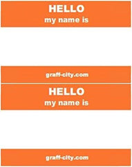'Hello My Name is' Stickers/Name Label Tags - Orange & White 100-8cm x 6cm