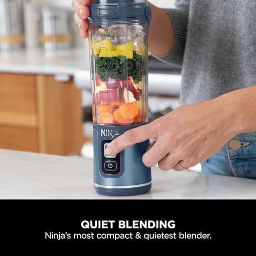 Ninja Blast Portable Blender, 530ml, Leakproof Lid & Sip Spout, Powerful Cordless Mini Blender, Rechargeable, Portable Smoothies, Protein Shakes, Blends Ice & Frozen Fruit, Denim Blue, BC151UKNV